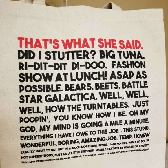 THE OFFICE Canvas Tote Bag Character Quotes NEW - Picture 2 of 9